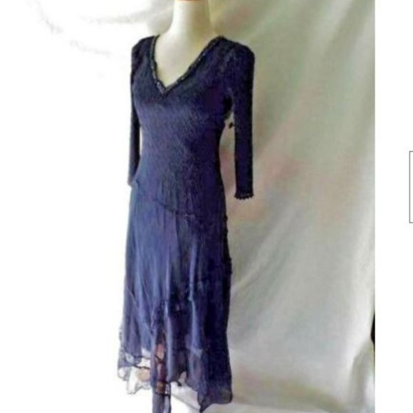 Komarov Dresses & Skirts - KOMAROV Beaded Handkerchief Hem Midi Dress Small 6